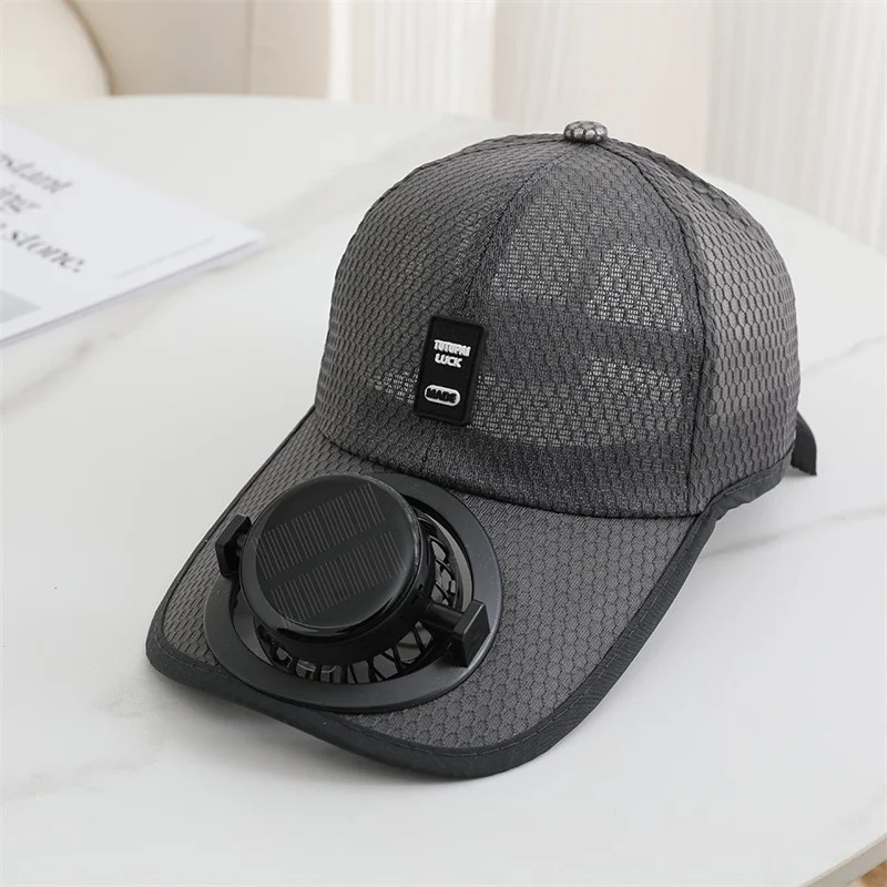 Summer Usb Solar Fan Baseball Cap for Men Women Mesh Adjustable Breathable Unisex Caps Quick Dry Running Hat Cap Outdoor Sports