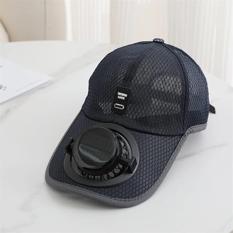 Summer Usb Solar Fan Baseball Cap for Men Women Mesh Adjustable Breathable Unisex Caps Quick Dry Running Hat Cap Outdoor Sports