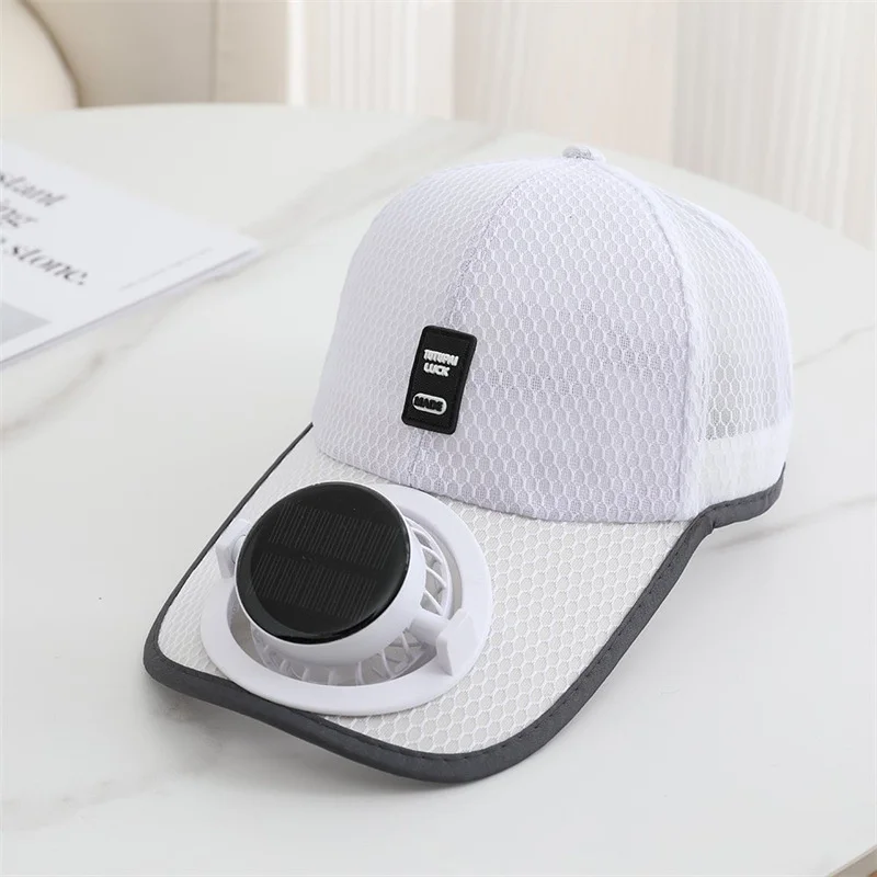 Summer Usb Solar Fan Baseball Cap for Men Women Mesh Adjustable Breathable Unisex Caps Quick Dry Running Hat Cap Outdoor Sports