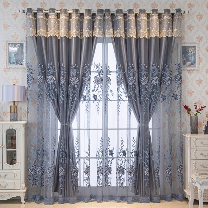 1pc European Style Double Layer Blackout Curtain,Versatile Bedroom & Living Room Use,Practical and Elegant Design