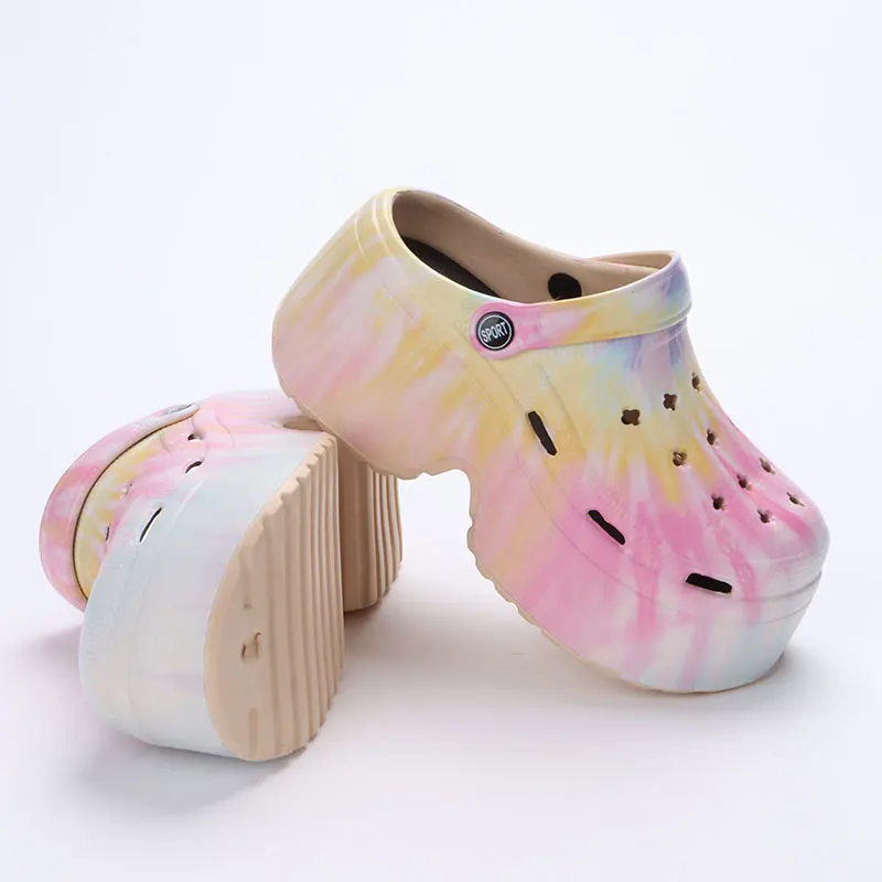 Leopard Thick Bottom Clogs for Women Closed Toe Chunky Platform Sandals Woman Summer 2023 Super High Wedge Heel Slippers Female