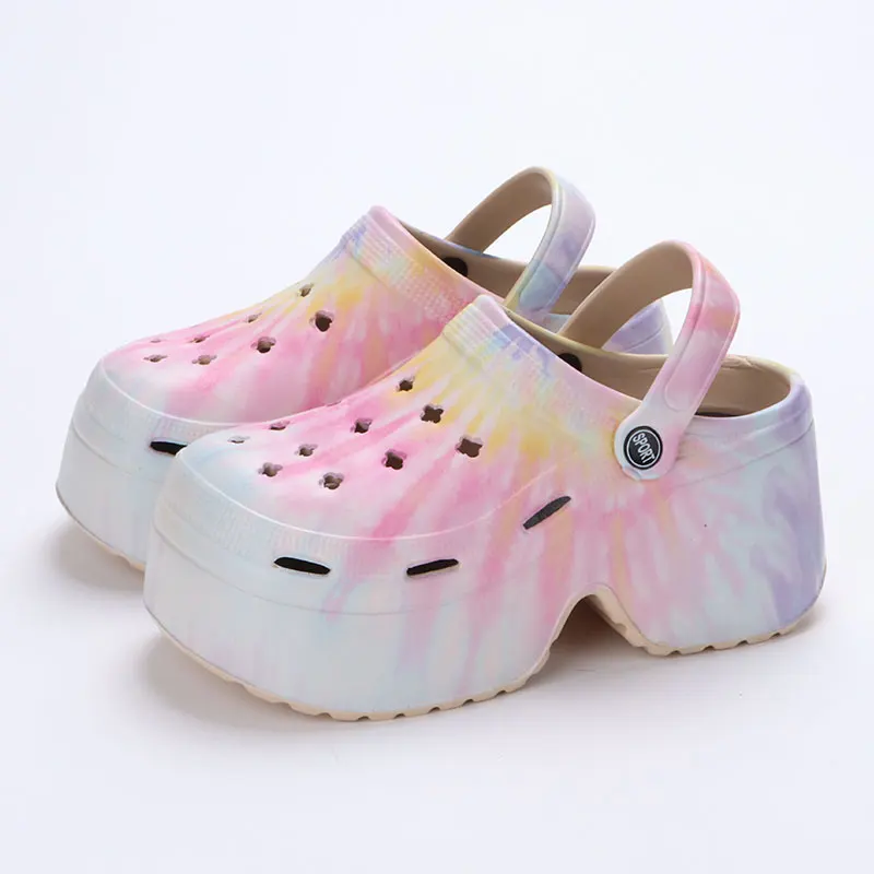 Leopard Thick Bottom Clogs for Women Closed Toe Chunky Platform Sandals Woman Summer 2023 Super High Wedge Heel Slippers Female