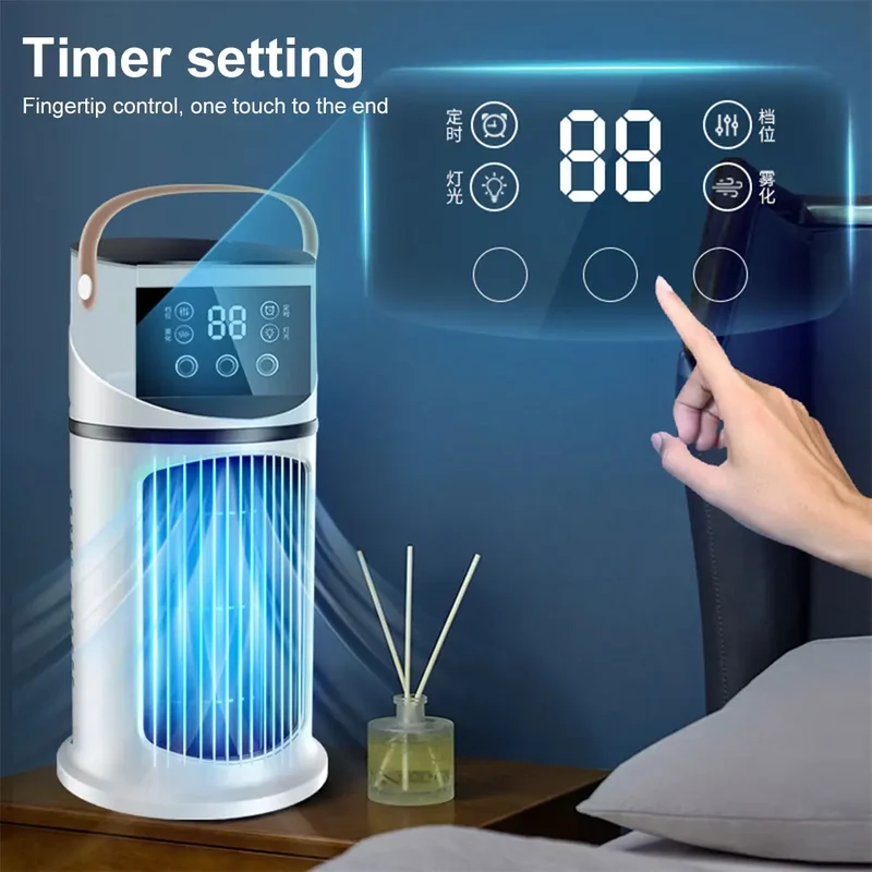Water Cooling Fan Air Conditioner Adjustable Speeds Timer Personal Fan Air Cooler With Humidifier for Bedroom Living Room Office