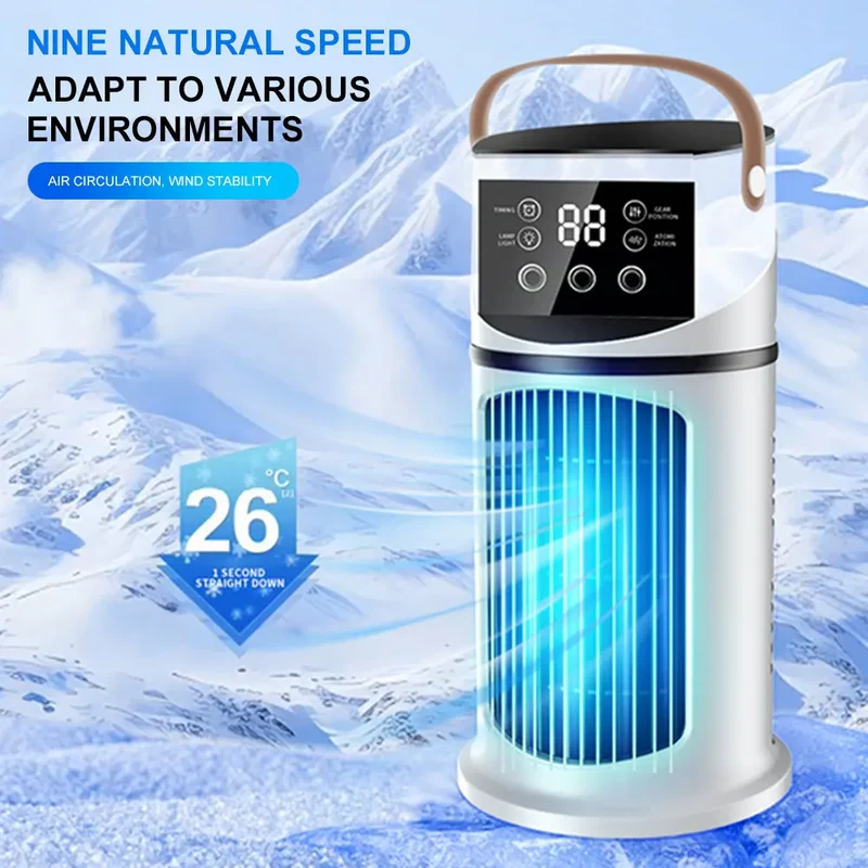 Water Cooling Fan Air Conditioner Adjustable Speeds Timer Personal Fan Air Cooler With Humidifier for Bedroom Living Room Office