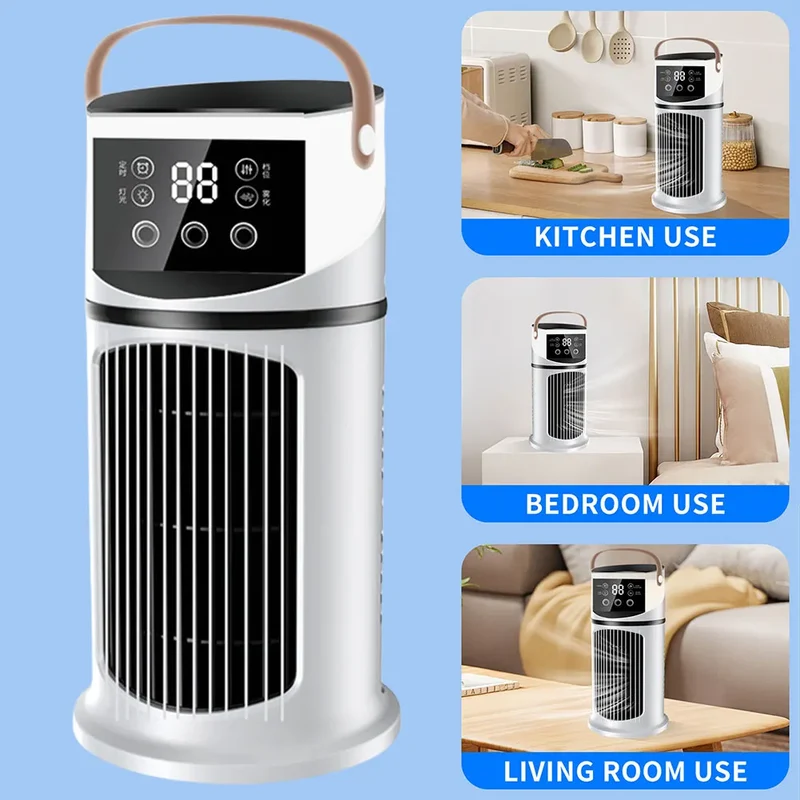 Water Cooling Fan Air Conditioner Adjustable Speeds Timer Personal Fan Air Cooler With Humidifier for Bedroom Living Room Office
