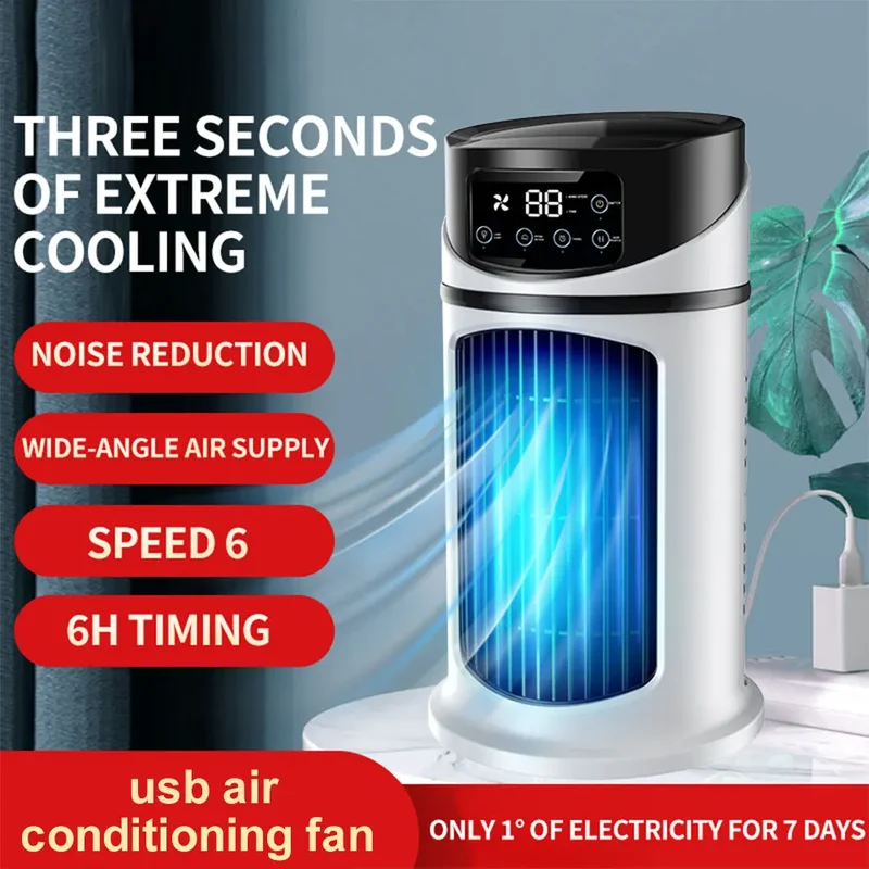 Water Cooling Fan Air Conditioner Adjustable Speeds Timer Personal Fan Air Cooler With Humidifier for Bedroom Living Room Office