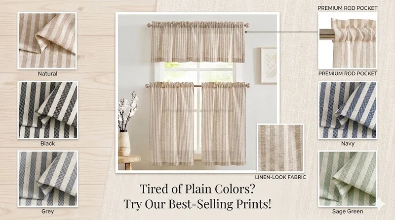 Jinchan Single Panel Faux Linen Blackout Curtain, Metal Grommet Top Room Darkening Drapes, Thermal Insulated Shield(Grey/Beige)