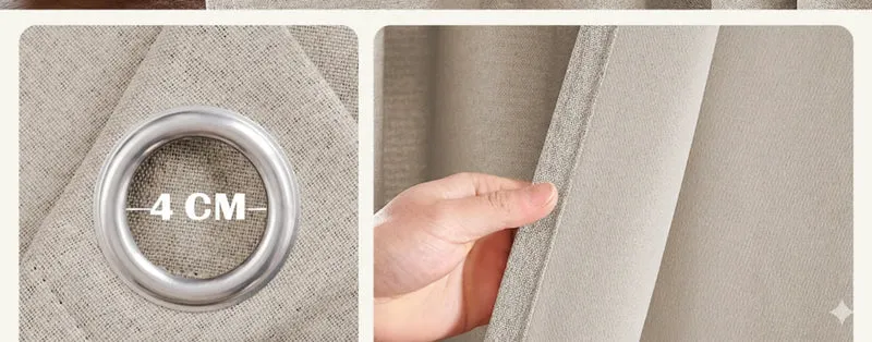 Jinchan Single Panel Faux Linen Blackout Curtain, Metal Grommet Top Room Darkening Drapes, Thermal Insulated Shield(Grey/Beige)