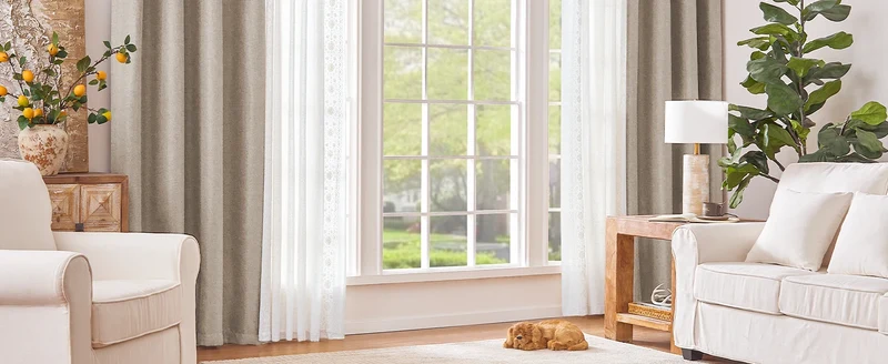 Jinchan Single Panel Faux Linen Blackout Curtain, Metal Grommet Top Room Darkening Drapes, Thermal Insulated Shield(Grey/Beige)