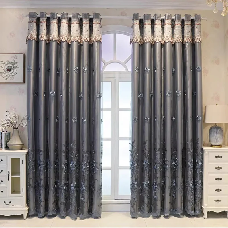 Plant Flower Blackout Curtain Cloth Nordic Simple Bedroom Living Room Balcony Atmospheric Double Layer