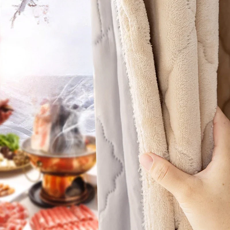 1pc Diamond-patterned warm-colored cold-proof and thermal curtain with light luxury French style - A must-have item for bedrooms