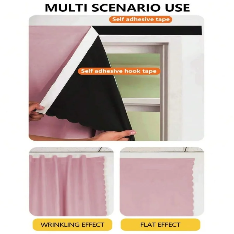 1pc Self-Adhesive Portable 100% Blackout Curtain, No Drilling Needed Sunshade Cloth Suitable For Windows, Doors, Bedrooms, Basem