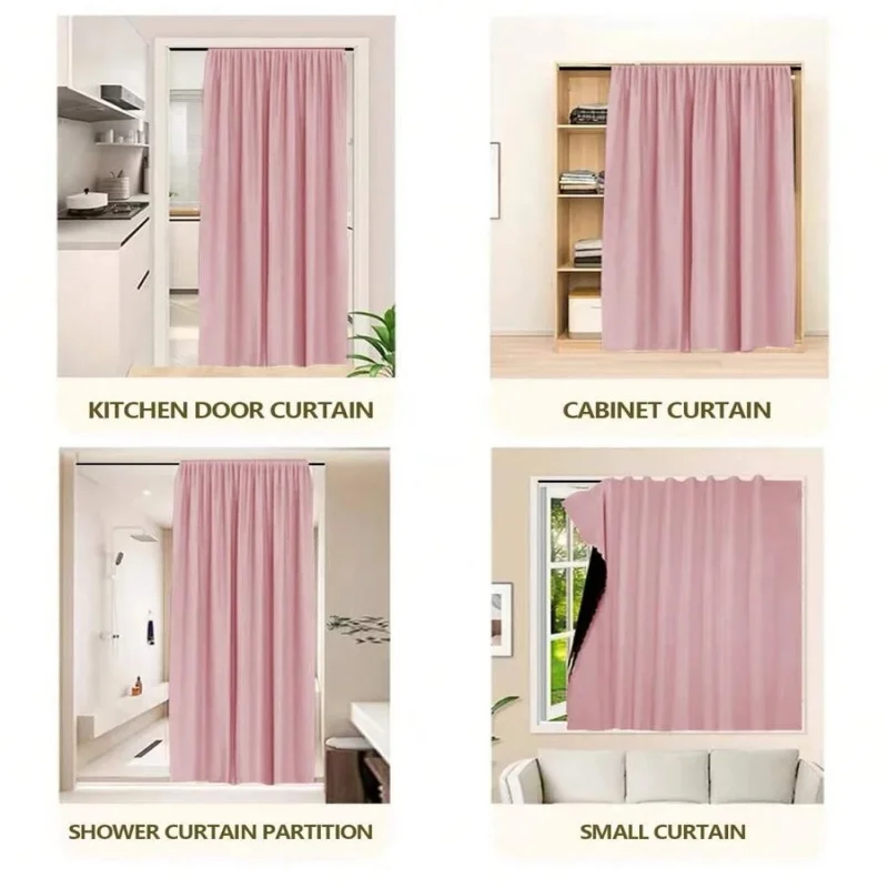 1pc Self-Adhesive Portable 100% Blackout Curtain, No Drilling Needed Sunshade Cloth Suitable For Windows, Doors, Bedrooms, Basem