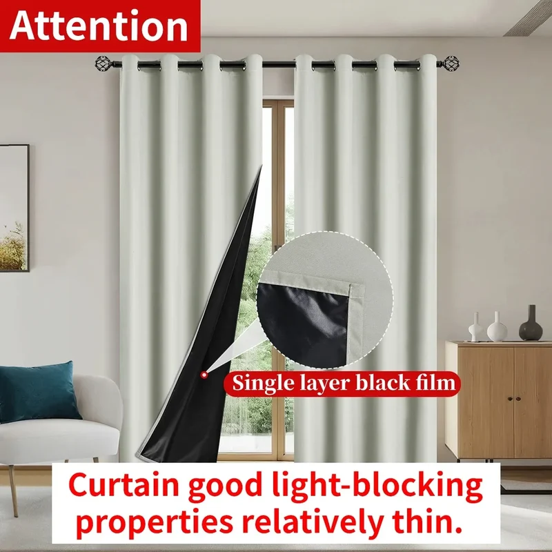 2panels Solid 100% Blackout Curtain - Curtains for Bedroom, Living Room Decor - UV Protection, Easy Sliding and Stylish Design