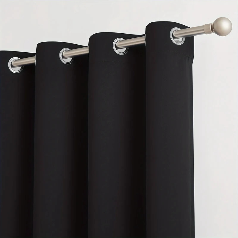 2panels Solid 100% Blackout Curtain - Curtains for Bedroom, Living Room Decor - UV Protection, Easy Sliding and Stylish Design