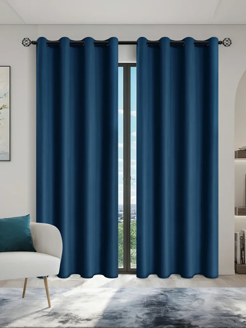 2panels Solid 100% Blackout Curtain - Curtains for Bedroom, Living Room Decor - UV Protection, Easy Sliding and Stylish Design