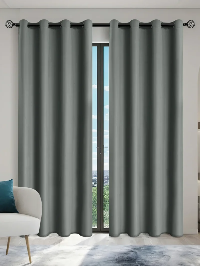 2panels Solid 100% Blackout Curtain - Curtains for Bedroom, Living Room Decor - UV Protection, Easy Sliding and Stylish Design