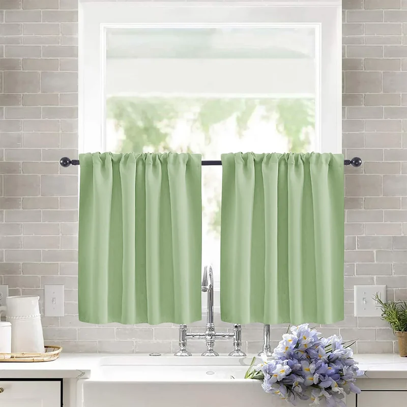 Modern Simple New Solid Color High-precision Short Curtain Finished Blackout Curtain Kitchen Partition Curtain Coffee Curtain.