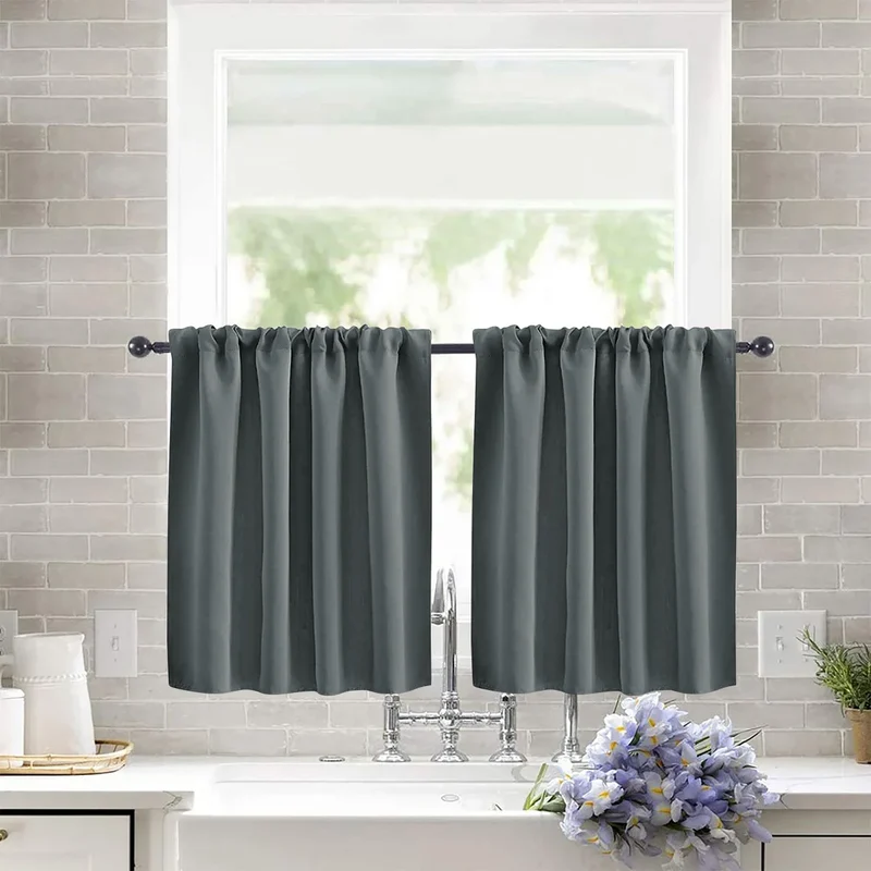 Modern Simple New Solid Color High-precision Short Curtain Finished Blackout Curtain Kitchen Partition Curtain Coffee Curtain.