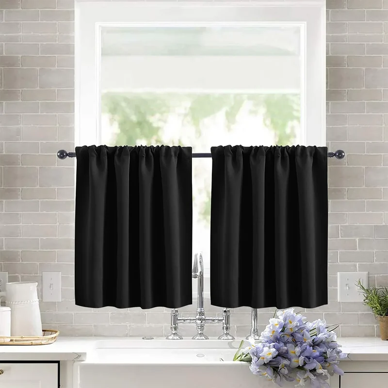 Modern Simple New Solid Color High-precision Short Curtain Finished Blackout Curtain Kitchen Partition Curtain Coffee Curtain.
