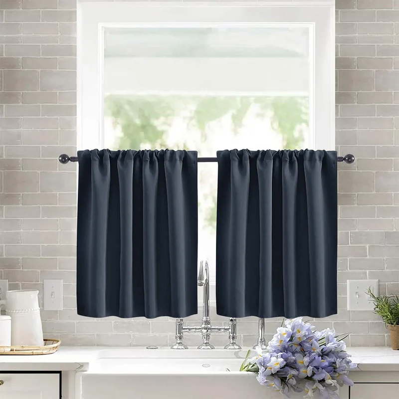 Modern Simple New Solid Color High-precision Short Curtain Finished Blackout Curtain Kitchen Partition Curtain Coffee Curtain.