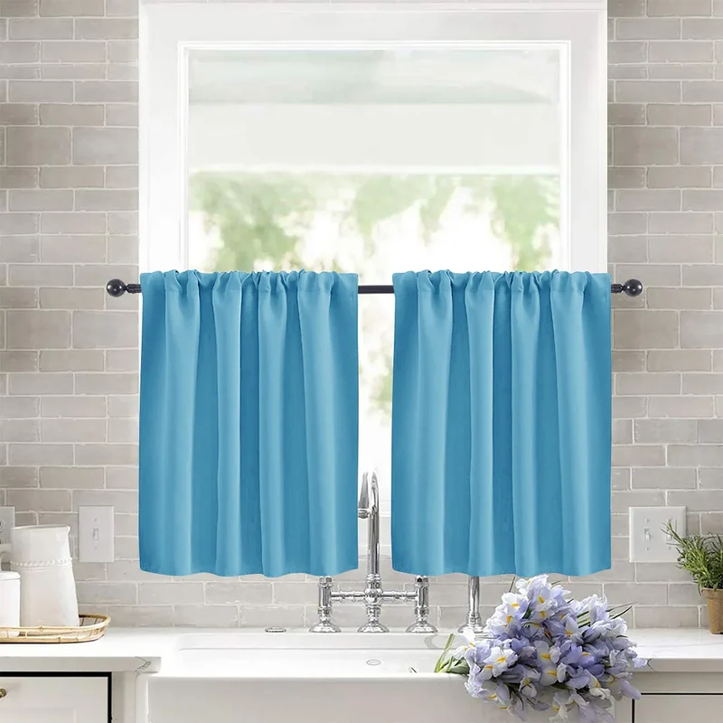 Modern Simple New Solid Color High-precision Short Curtain Finished Blackout Curtain Kitchen Partition Curtain Coffee Curtain.