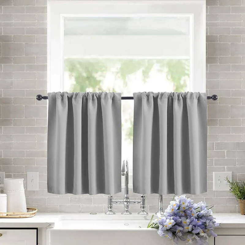 Modern Simple New Solid Color High-precision Short Curtain Finished Blackout Curtain Kitchen Partition Curtain Coffee Curtain.