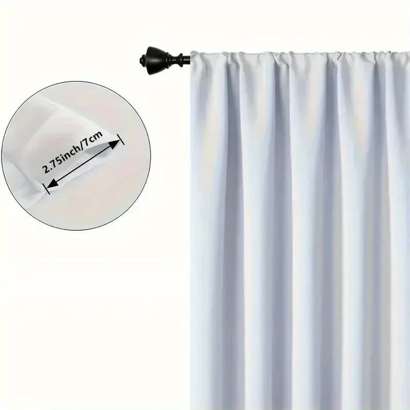 2pcs Blackout Curtain Set, Oriental Ink Landscape Design, Rod Pocket Polyester Panels, Contemporary Style, Machine Washable for
