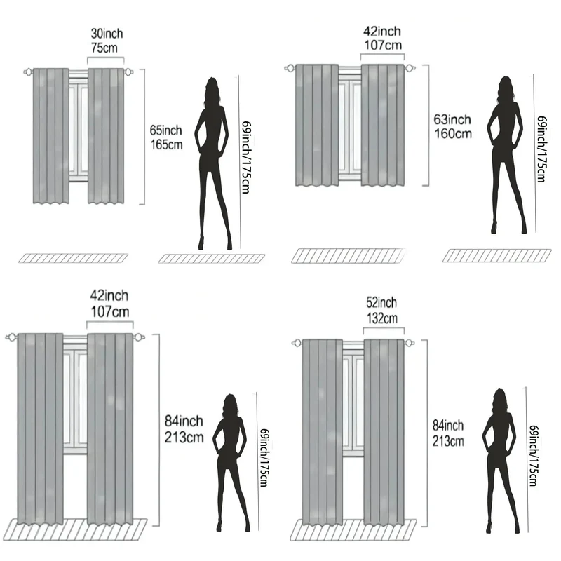 2pcs Blackout Curtain Set, Oriental Ink Landscape Design, Rod Pocket Polyester Panels, Contemporary Style, Machine Washable for