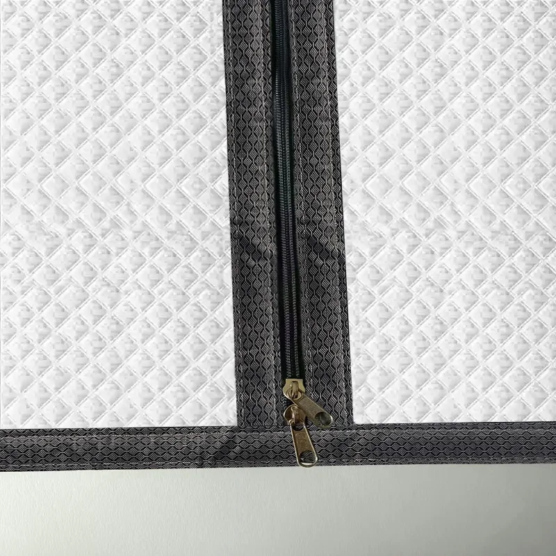 Window windproof, warm curtain, cold proof double-layer thick blackout curtain, soundproof cotton window, gray zipper style