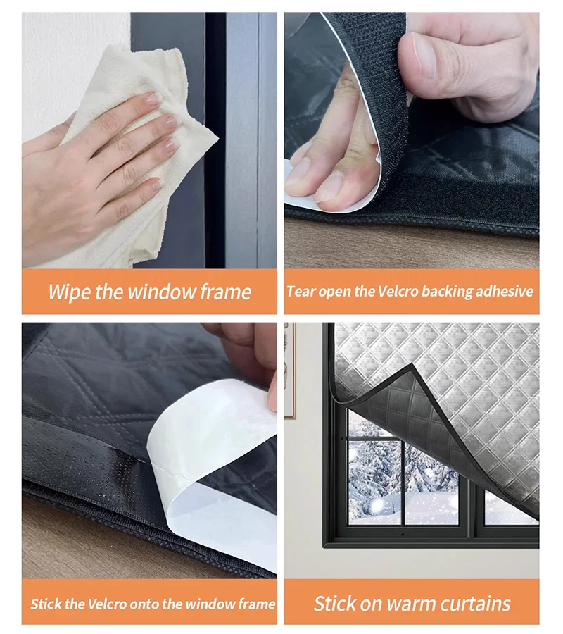 Windproof thermal curtain winter bedroom windproof thermal artifact heat storage insulation film cold seal Windows waterproof