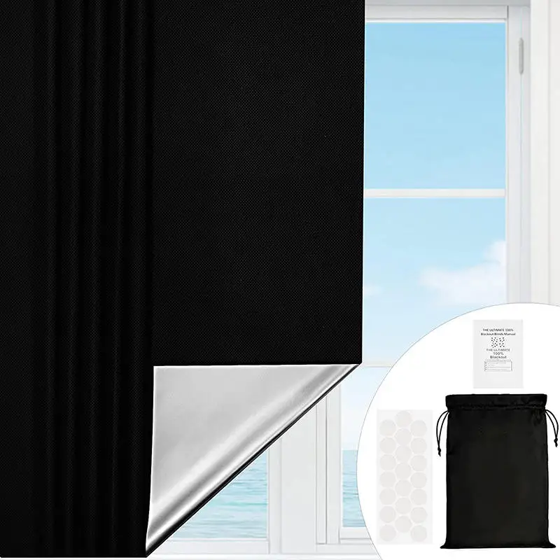 Universal Blackout Curtain Removable Portable Travel Blocking Darkest Window Film Cloth Temporary DIY No Drill Curtains