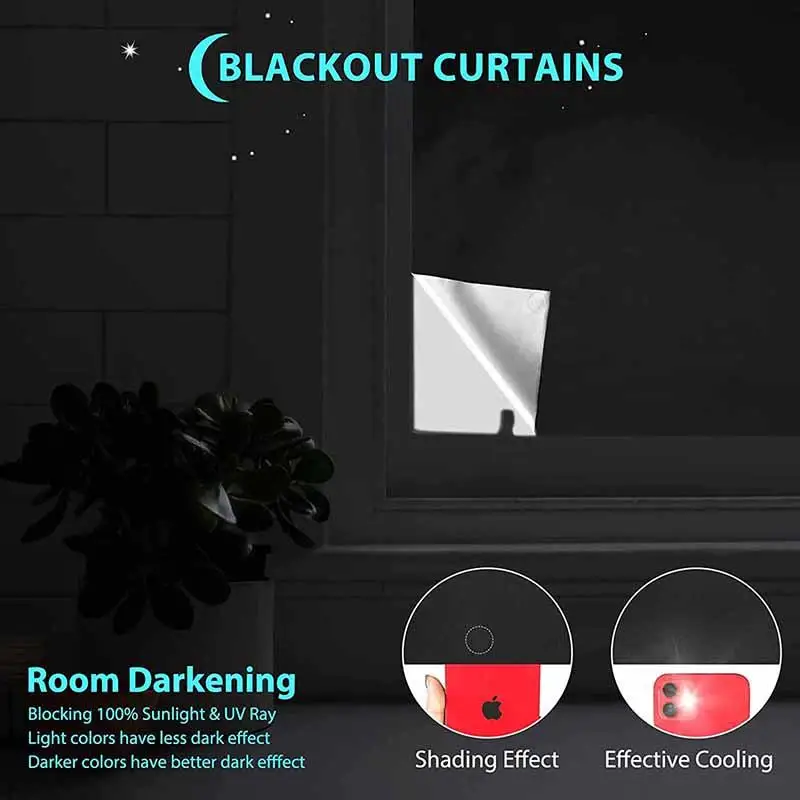 Universal Blackout Curtain Removable Portable Travel Blocking Darkest Window Film Cloth Temporary DIY No Drill Curtains