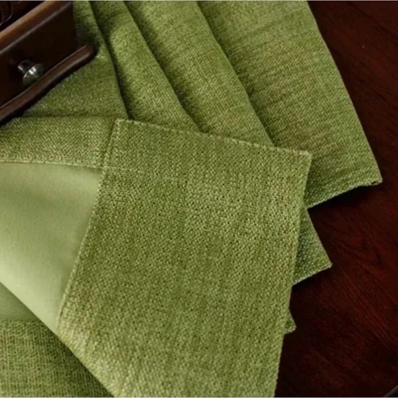 Pastoral Blackout Curtain Green Linen Fabric Window Screen Leaves Embroidered Curtain Tulle for Living Room Bedroom American