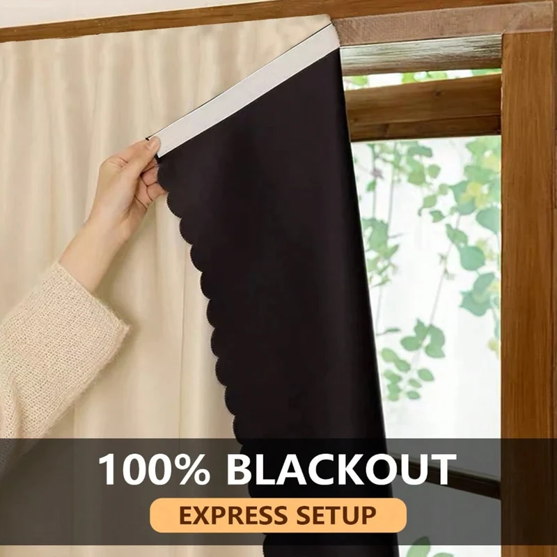1pc Modern Elegant 100%Blackout Curtain, Fashion Home Decor for Living Room Bedroom, Effective UV Blocker Drapes, Korean Style