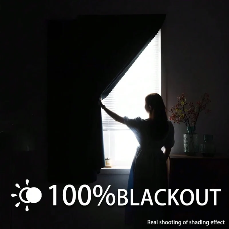 1pc Modern Elegant 100%Blackout Curtain, Fashion Home Decor for Living Room Bedroom, Effective UV Blocker Drapes, Korean Style