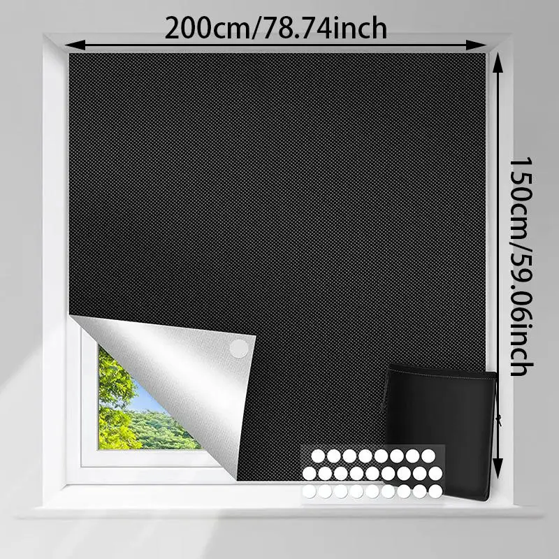 Blackout Curtain Self-adhesive Cooling Window Shades With Silver Coate For Living Room Bedroom Home Window Film Cloth