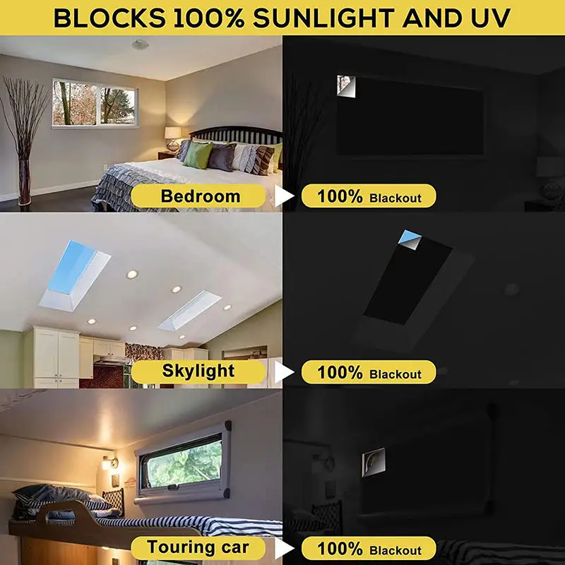 Blackout Curtain Self-adhesive Cooling Window Shades With Silver Coate For Living Room Bedroom Home Window Film Cloth