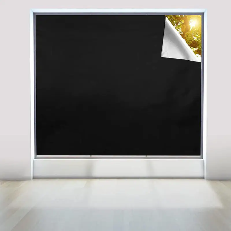 Blackout Curtain Self-adhesive Cooling Window Shades With Silver Coate For Living Room Bedroom Home Window Film Cloth