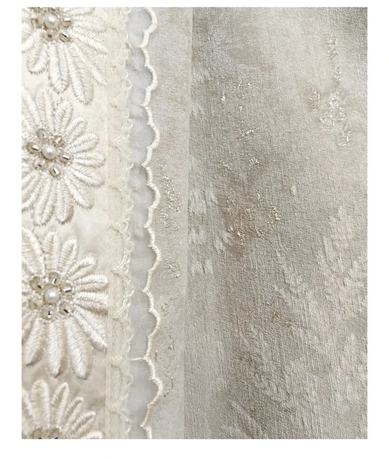 French Retro Style High-end Luxury Romantic Jacquard Chenille Lace Blackout Curtain Bedroom Door Screen Shutter Home Decor