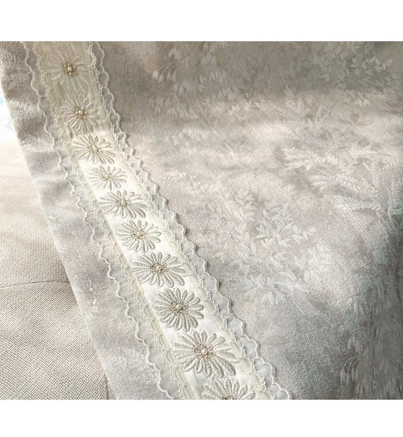 French Retro Style High-end Luxury Romantic Jacquard Chenille Lace Blackout Curtain Bedroom Door Screen Shutter Home Decor
