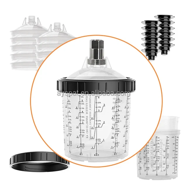 650ML Plastic Disposable Paint Spray Cups with 125mic Filter