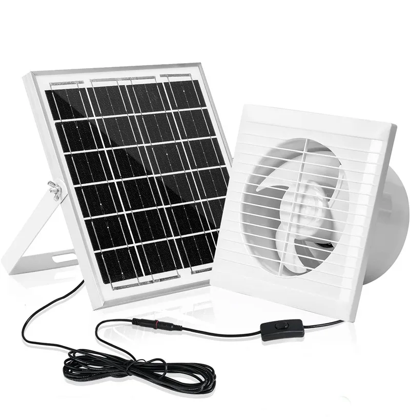 Outdoor Solar Panel Fan Kit Exhaust Fan DC 12V 8 Inch for Chicken Coop Dog House