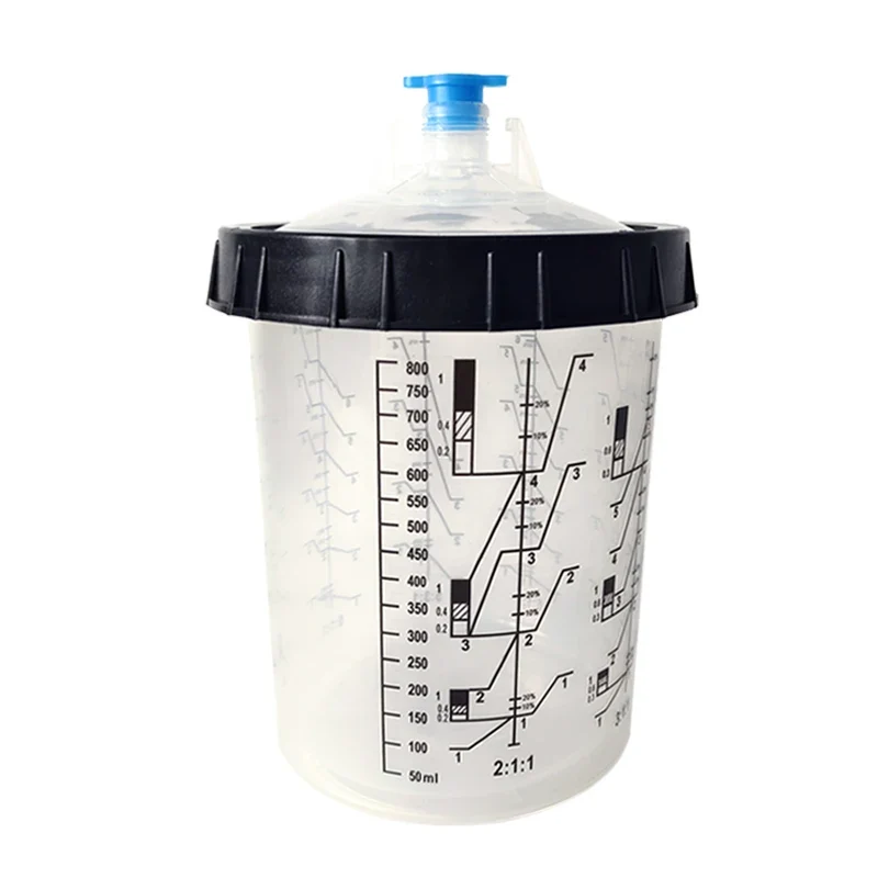 800ML Spray Gun Disposable Gun Pot With Scale Plastic Transparent Paint Mixing Cup Disposable Measuring Cup With Adapter