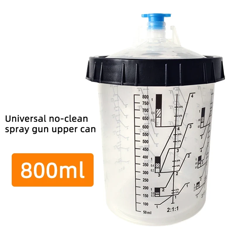 800ML Spray Gun Disposable Gun Pot With Scale Plastic Transparent Paint Mixing Cup Disposable Measuring Cup With Adapter