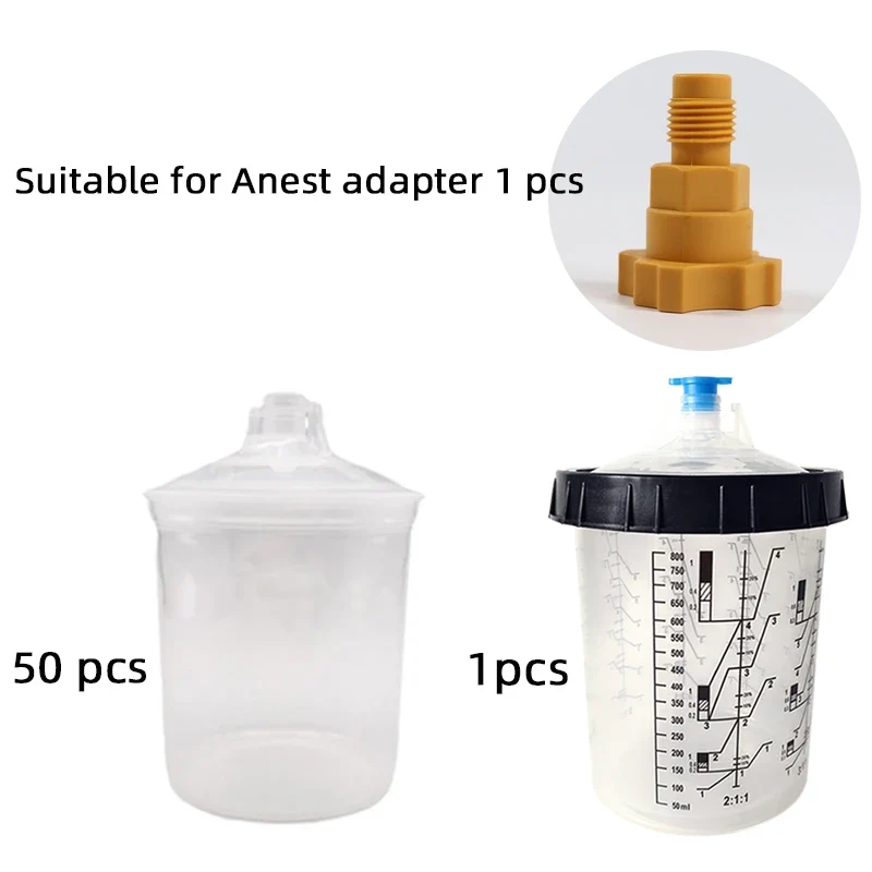 800ML Spray Gun Disposable Gun Pot With Scale Plastic Transparent Paint Mixing Cup Disposable Measuring Cup With Adapter