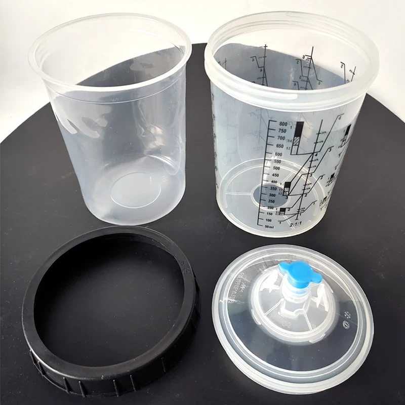 800ML Spray Gun Disposable Gun Pot With Scale Plastic Transparent Paint Mixing Cup Disposable Measuring Cup With Adapter
