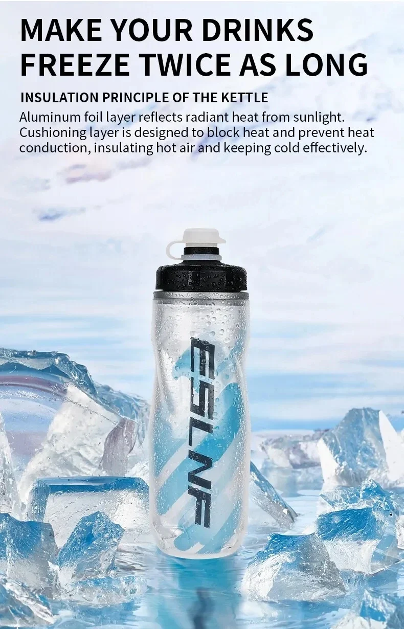 Insulated Cold Cycling Water Bottle Portable 610ml MTB Bottle Ultralight Dustproof Sports Bottle