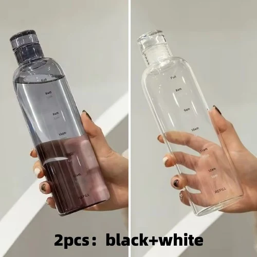 500ml Transparent Leakproof Water Bottle, Anti-Drop Sports Bottle with Time Scale Design, Ideal for Outdoor Use, Hydration on th