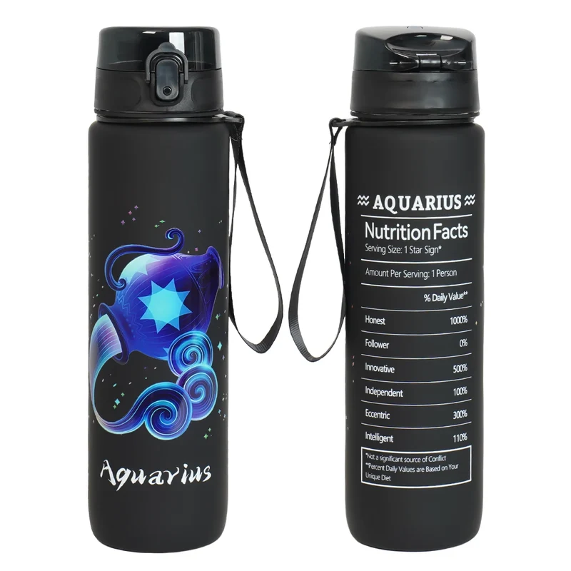 12 zodiac Aquarius 1L outdoor activity leak-proof plastic cup portable water bottle birthday gift holiday gift